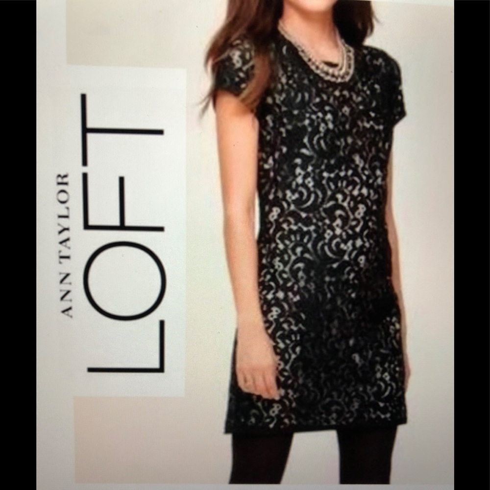 ANN TAYLOR LOFT BLACK MINI LACE DRESS 👗Sz 0P